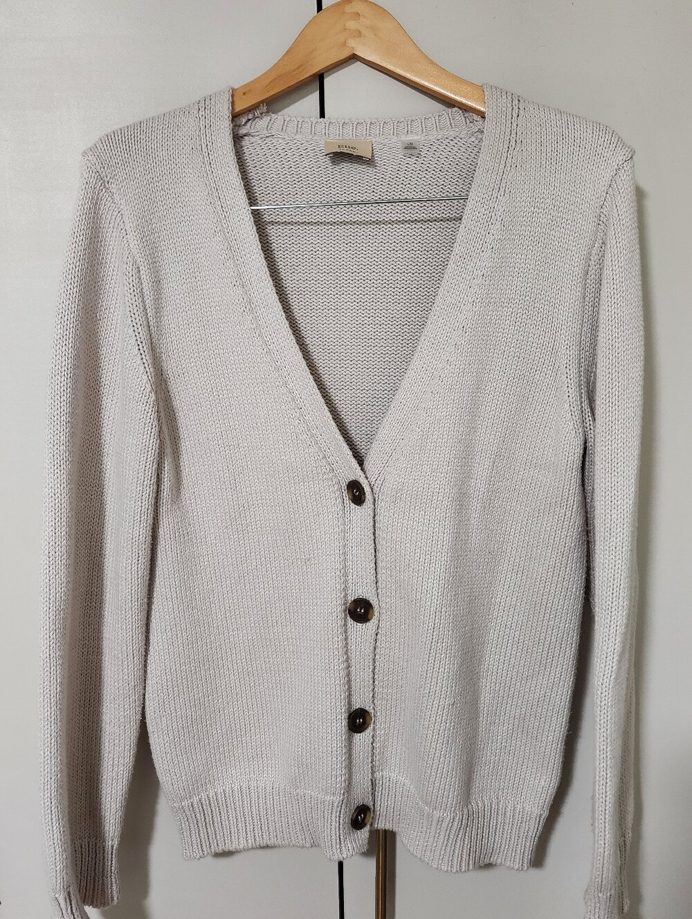 Light Gray V-Neck Button Cardigan Sweater - Ladies